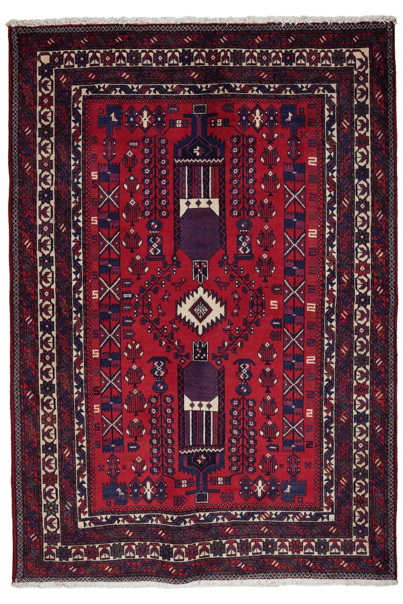 Afshar · Handgeknüpft – Rot, 230x157 cm