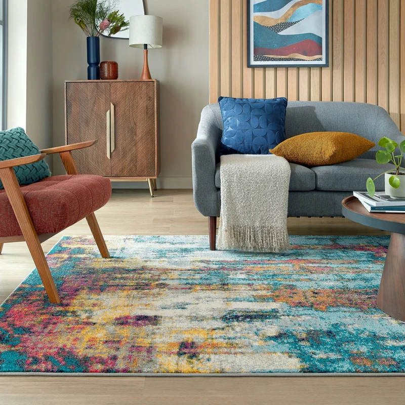 Teppich Kurzflor Abstrakt, Wohnzimmer