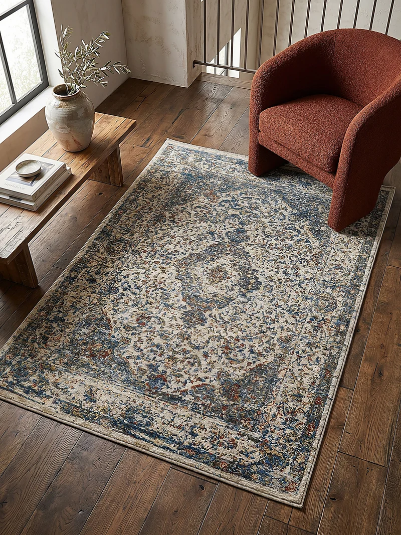 Orientteppich Vintage Medallion-Muster, Wohnzimmer