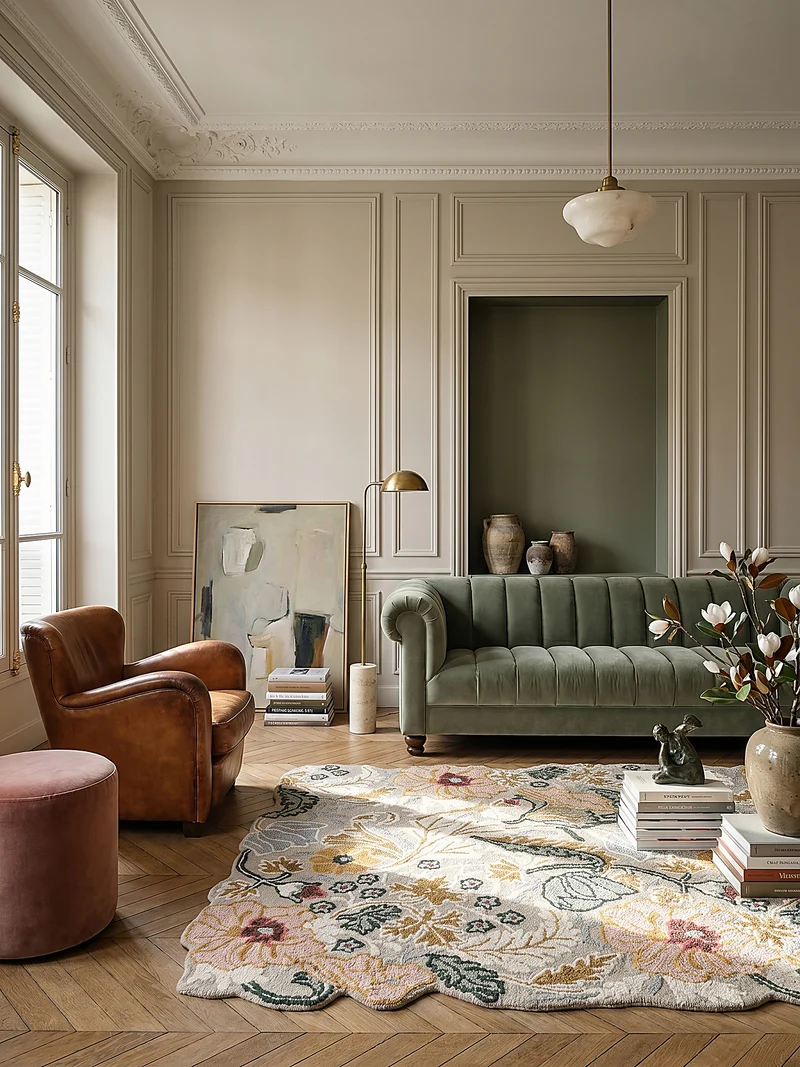 Wollteppich Shaped Botanisch Floral, Wohnzimmer