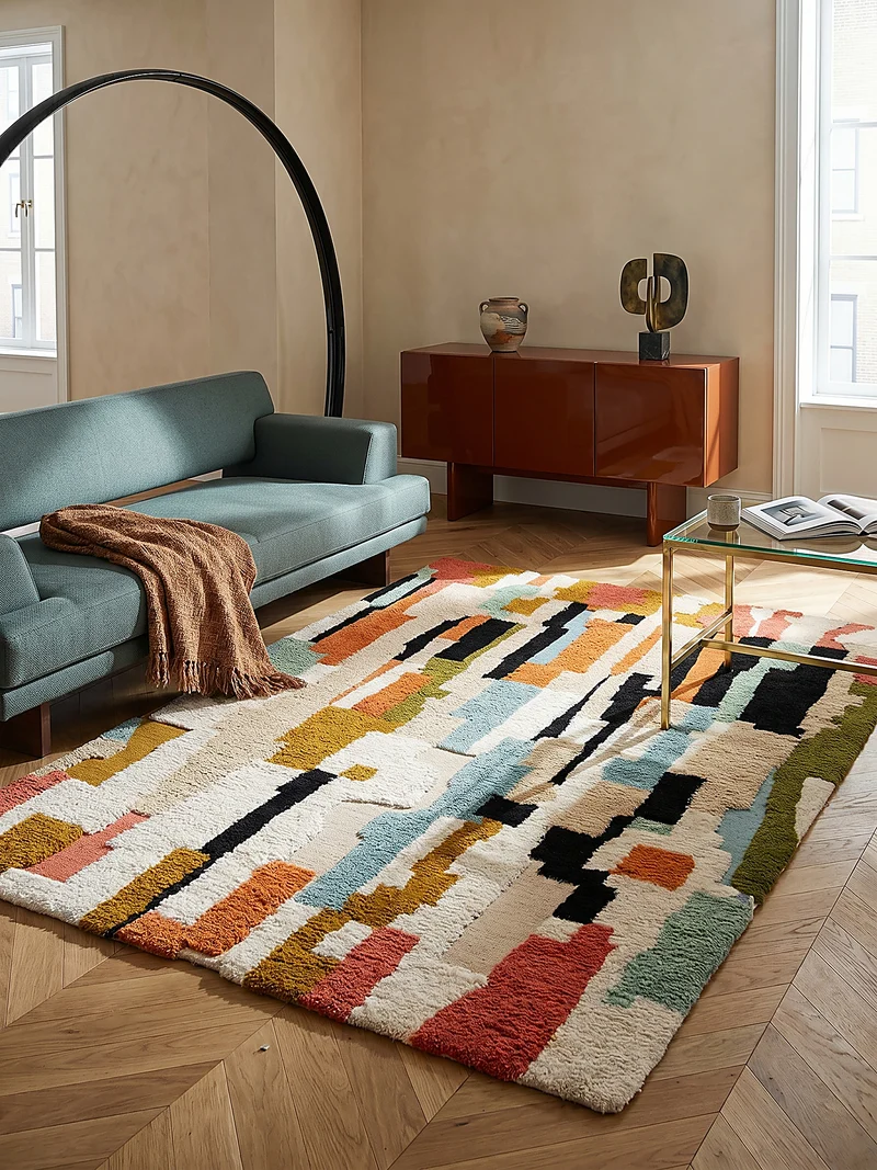 Wollteppich Hochflor Collage Muster, Abstrakt, Schlafzimmer