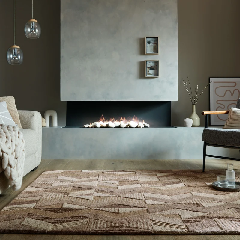 Wollteppich Zickzackstruktur · 100 % Wolle · 10 mm Kurzflor