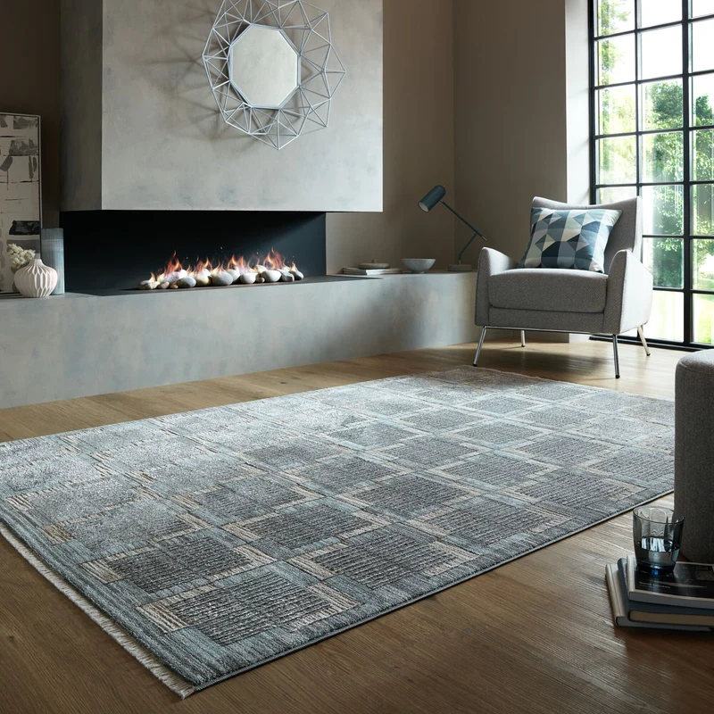 Jute Teppich Karos Geometrisch, Wohnzimmer