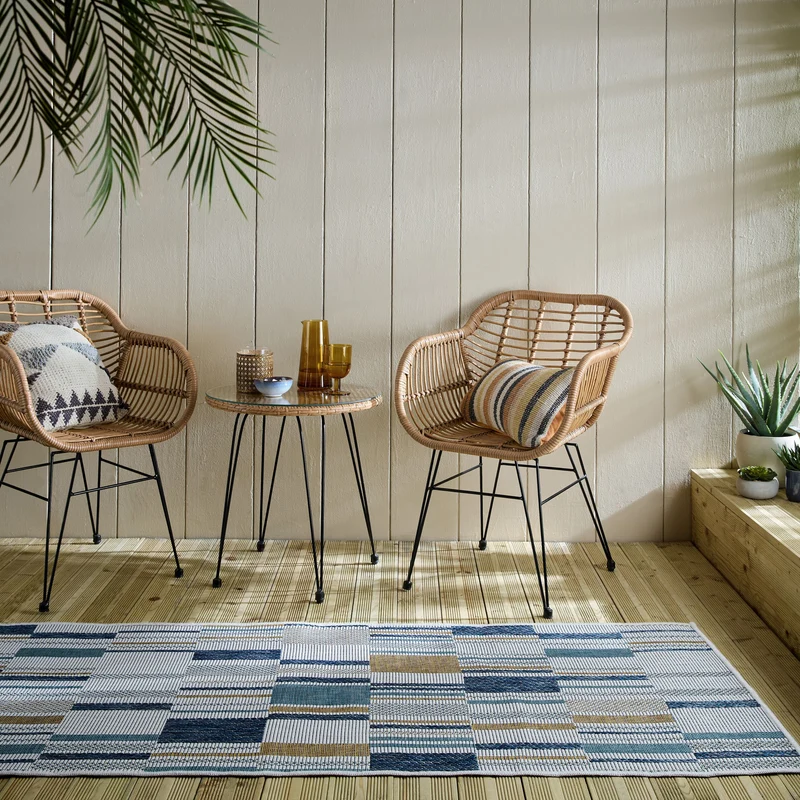 Outdoor Teppich Geometrische Muster, Terrasse schmutzabweisend