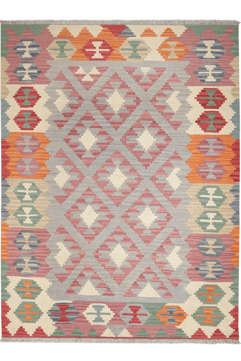 Kelim Gashgai · Handgewebt – Grau, 206x153 cm