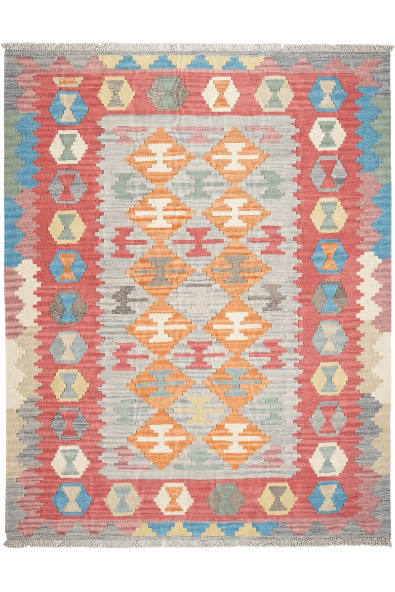 Kelim Gashgai · Handgewebt – Grau, 192x150 cm