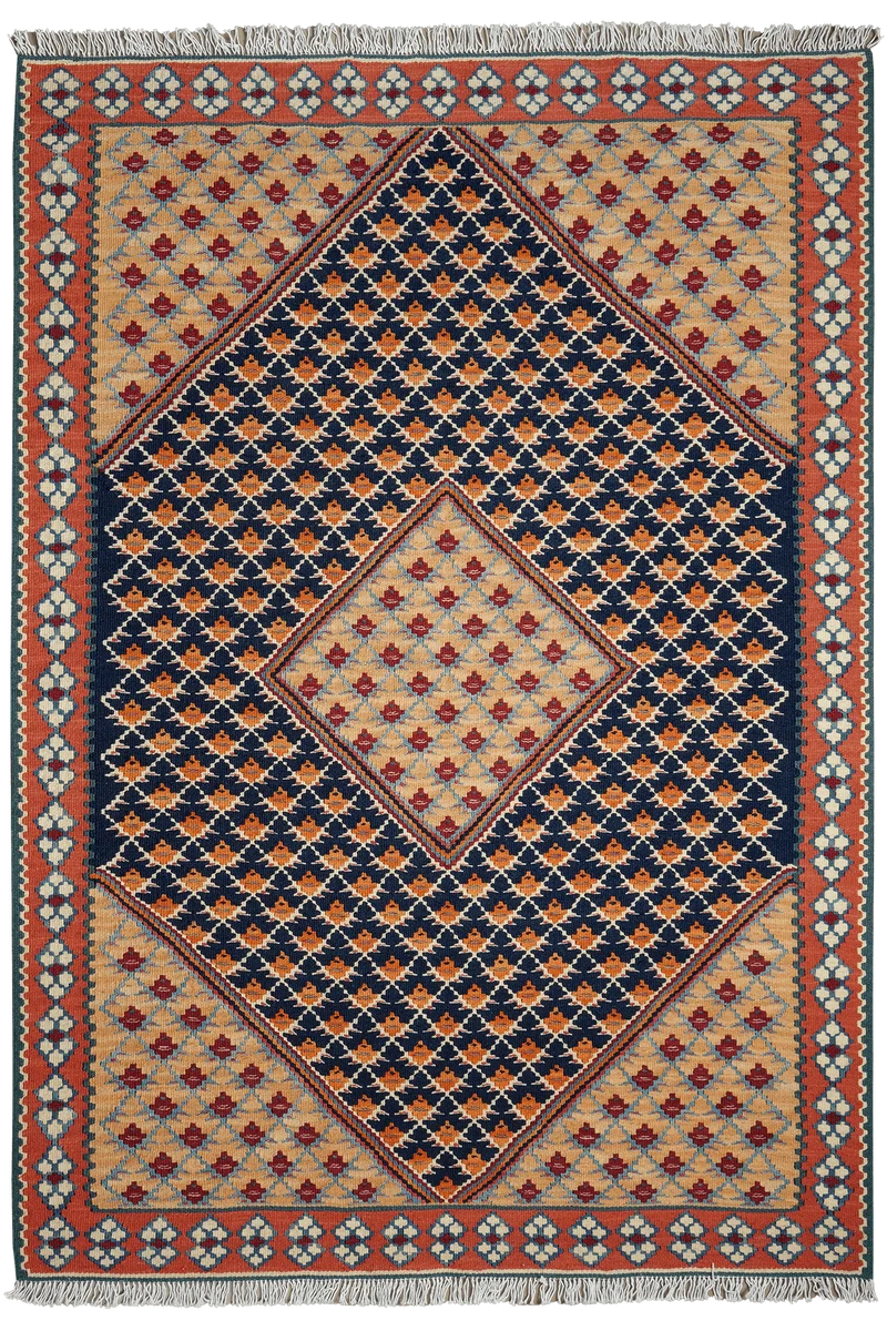 Kelim Senneh · Handgewebt – Blau, 150x106 cm