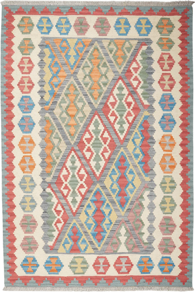 Kelim Gashgai · Handgewebt – Grau, 179x123 cm