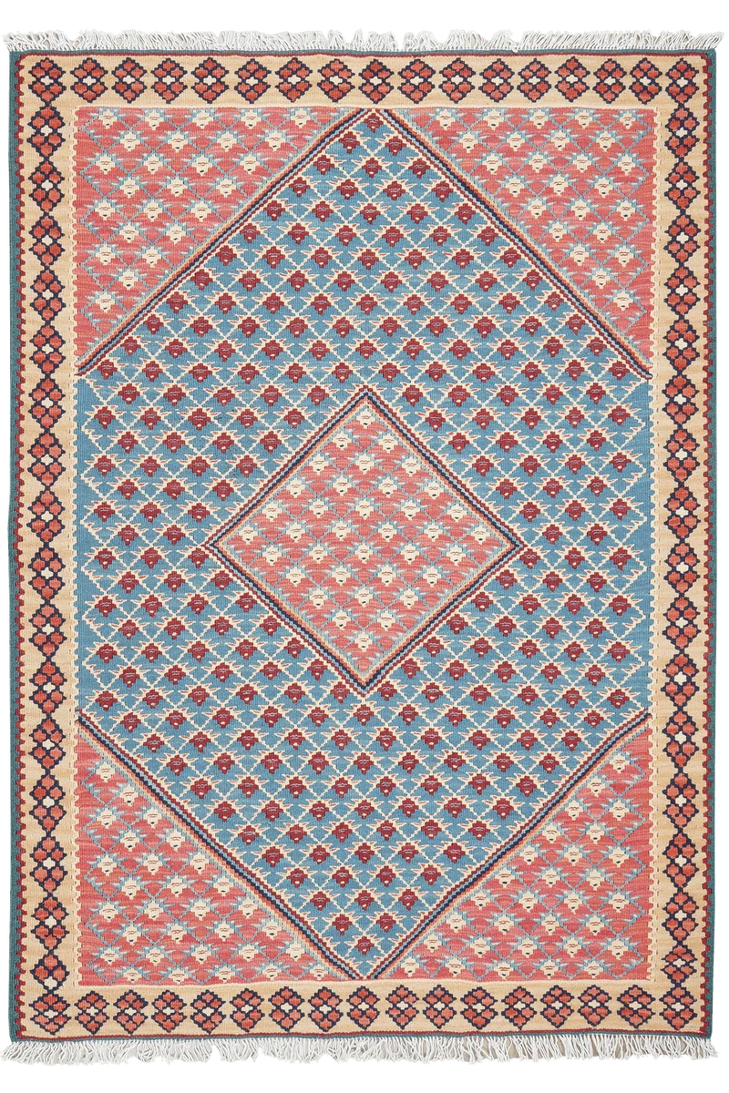Kelim Senneh · Handgewebt – Blau, 148x105 cm