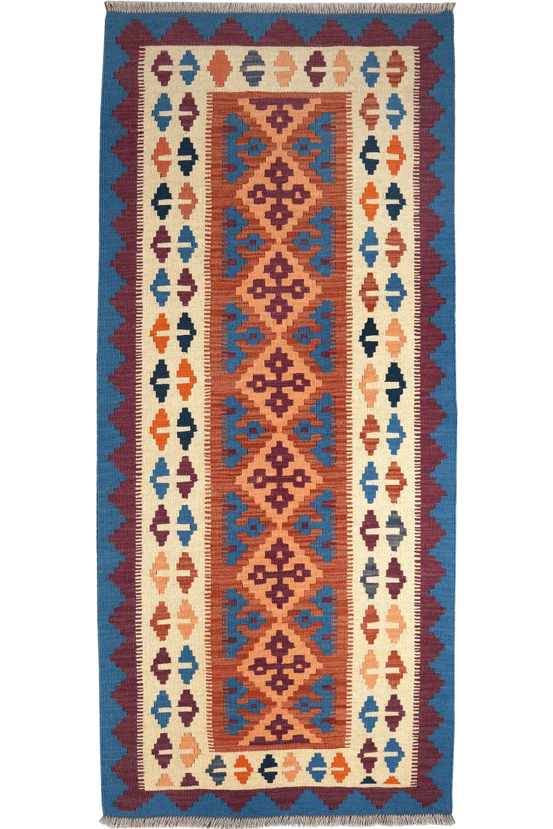 Kelim Gashgai · Handgewebt – Orange, 197x84 cm