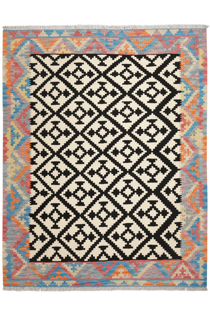 Kelim Gashgai · Handgewebt – Schwarz, 193x152 cm