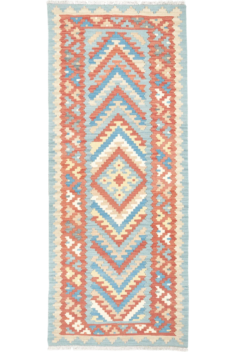 Kelim Gashgai · Handgewebt – Blau, 203x81 cm