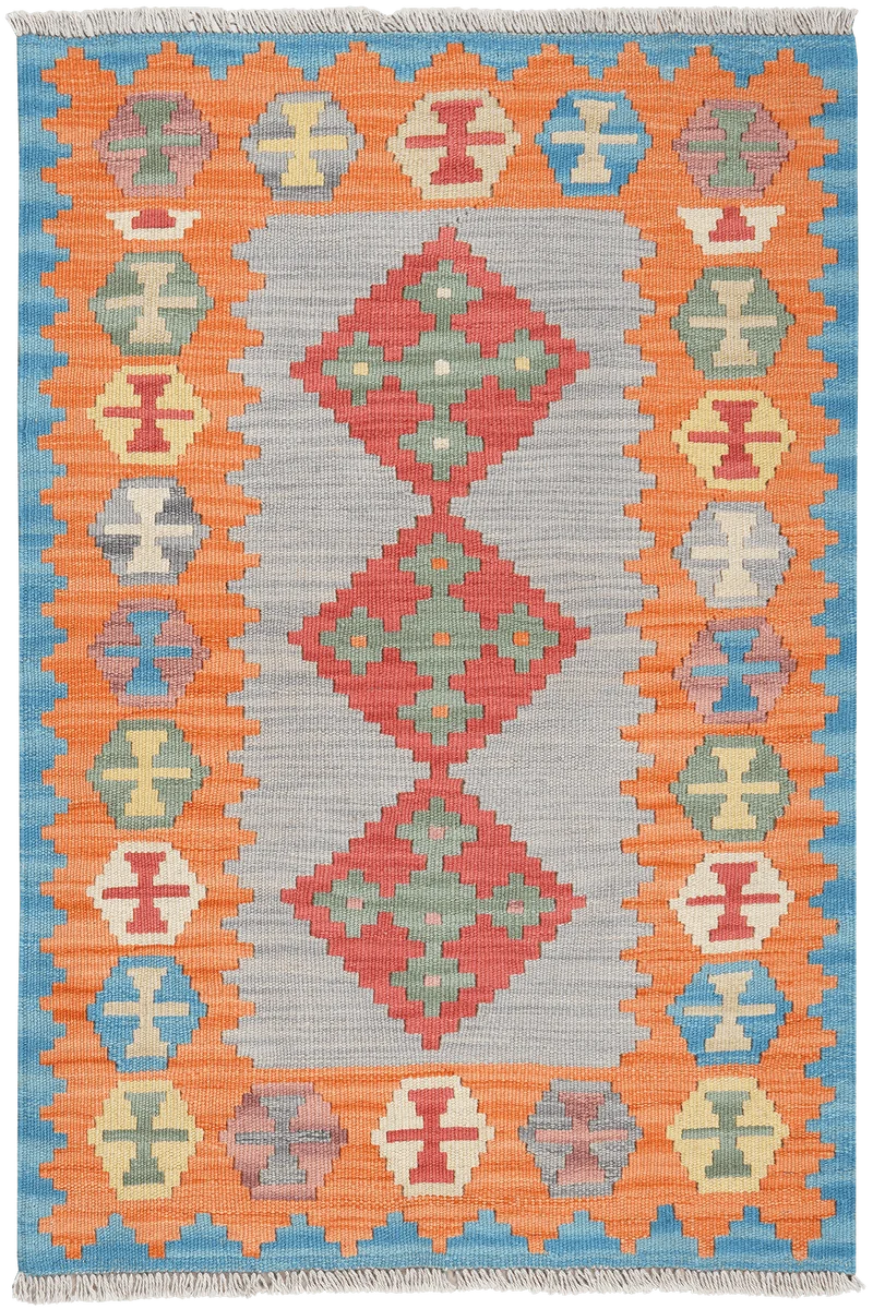 Kelim Gashgai · Handgewebt – Blau, 121x82 cm