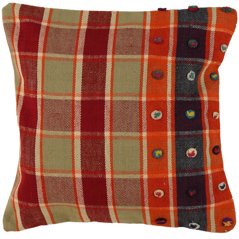 Kelim Kissen · Handgefertigt – Bunt, 65x65 cm