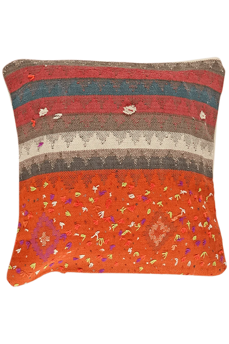 Kelim Kissen · Handgefertigt – Bunt, 65x65 cm