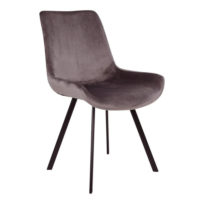 Retro-Design CHICAGO Stuhl (2er Set) grau Samt mit schwarzen Beinen