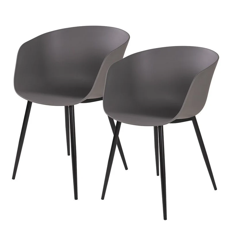 Design Stuhl 2er Set DAVOS grau Schalensitz