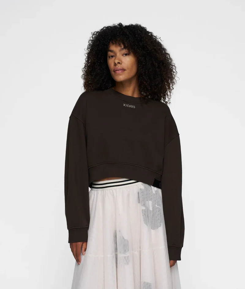 10DAYS AMSTERDAM Cropped Sweater Chocolate