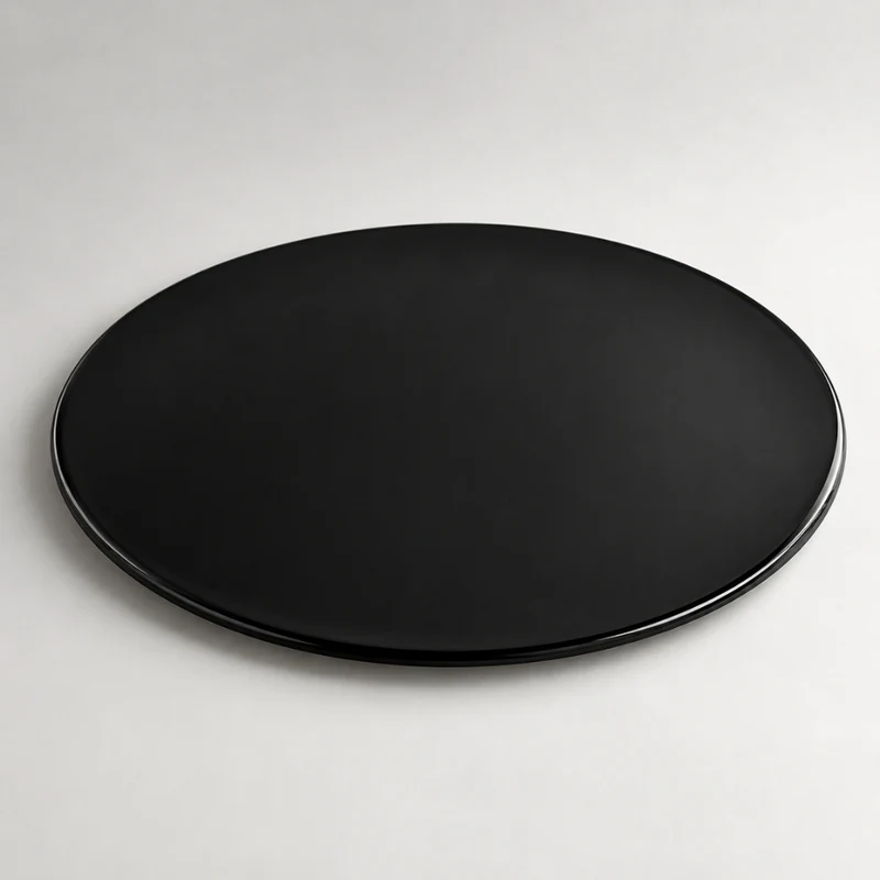 Glasplatte TERRY 60cm schwarz 8mm rund gehärtetes Glas