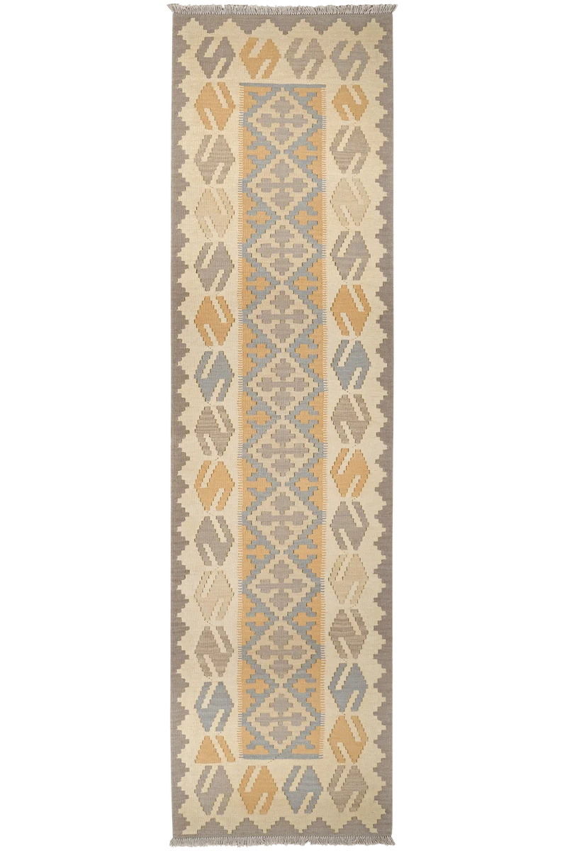 Kelim Gashgai · Handgewebt – Gelb, 293x76 cm