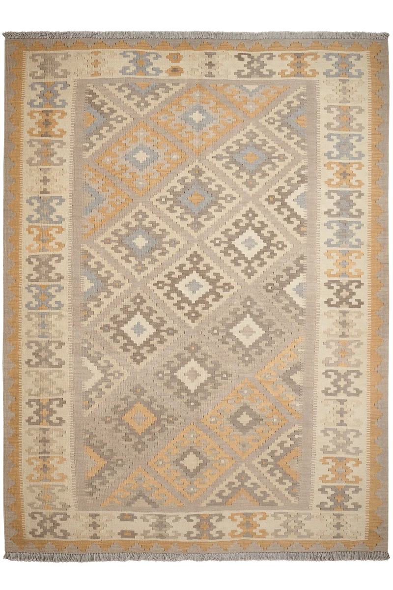 Kelim Gashgai · Handgewebt – Grau, 246x182 cm