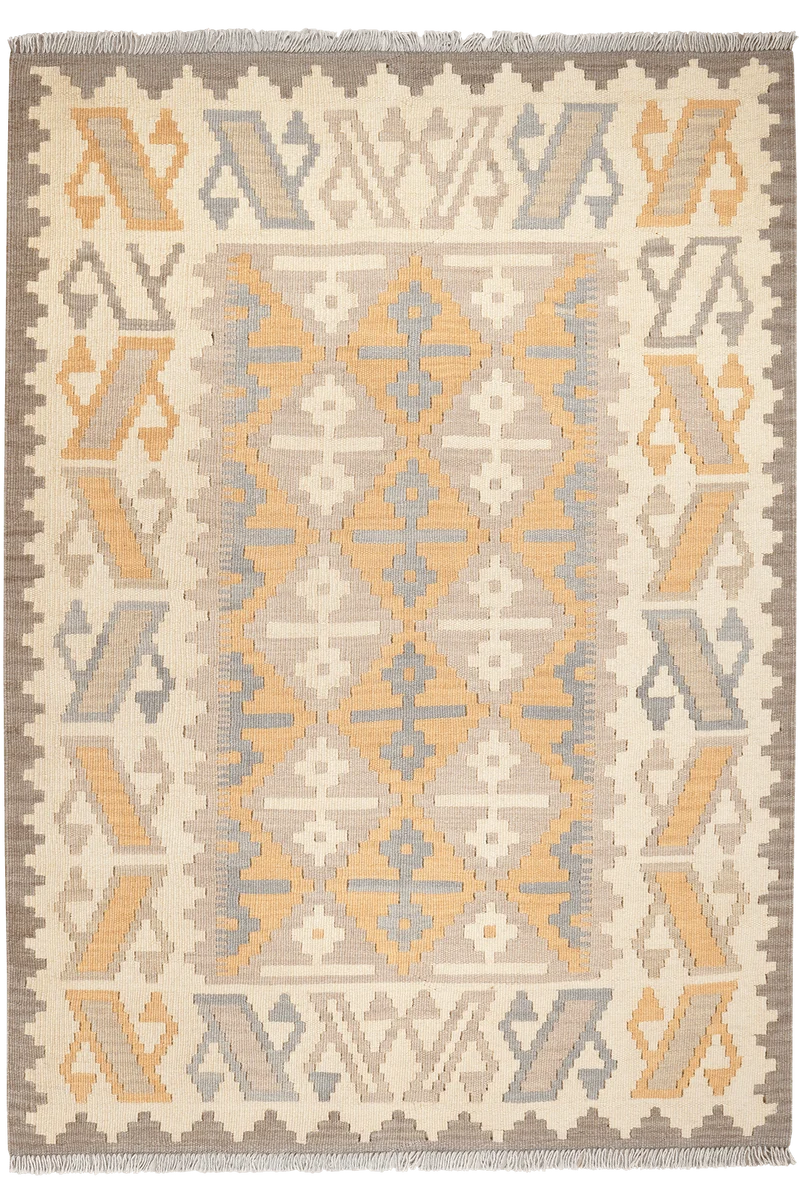 Kelim Gashgai · Handgewebt – Grau, 174x124 cm