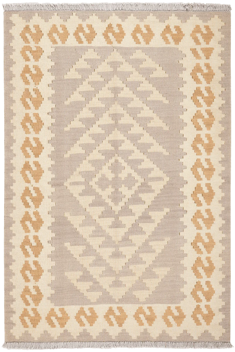 Kelim Gashgai · Handgewebt – Grau, 147x101 cm