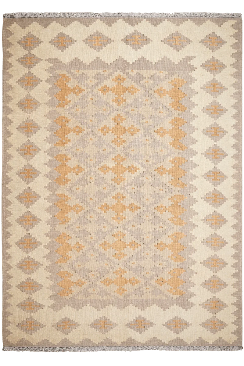Kelim Gashgai · Handgewebt – Grau, 232x167 cm