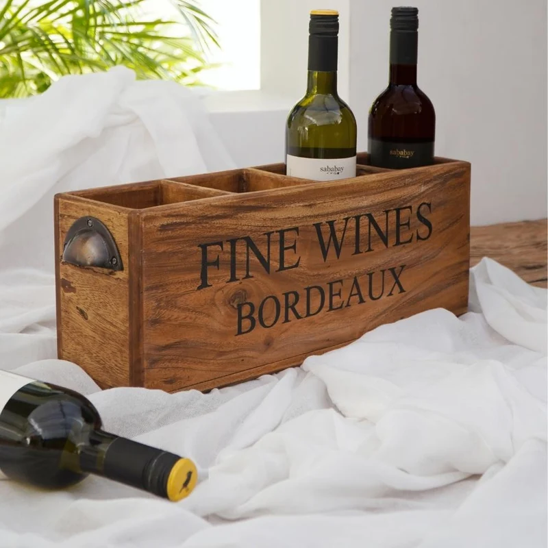 Dekorative Flaschenbox CHATEAU 45cm antik-honey Mahagony