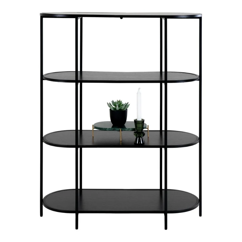 Modernes Regal LEVEN 110cm schwarz vier Regalböden Industrial-Look