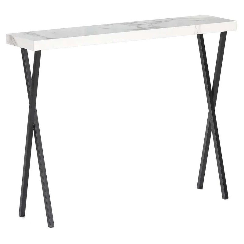 Moderner Konsolentisch TURIN 100cm weiss Marmor-Optik Metallgestell