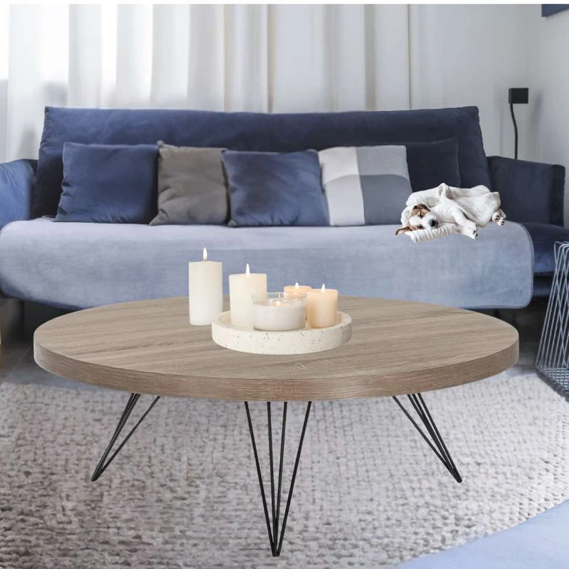 Lounge Couchtisch GRIGIO 90cm hellgrau Eichen-Optik Metallgestell