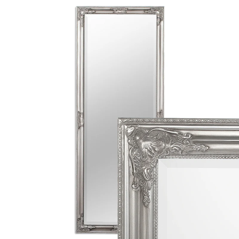 Eleganter Barock Spiegel BESSA 180x60cm silber-antik Holzrahmen