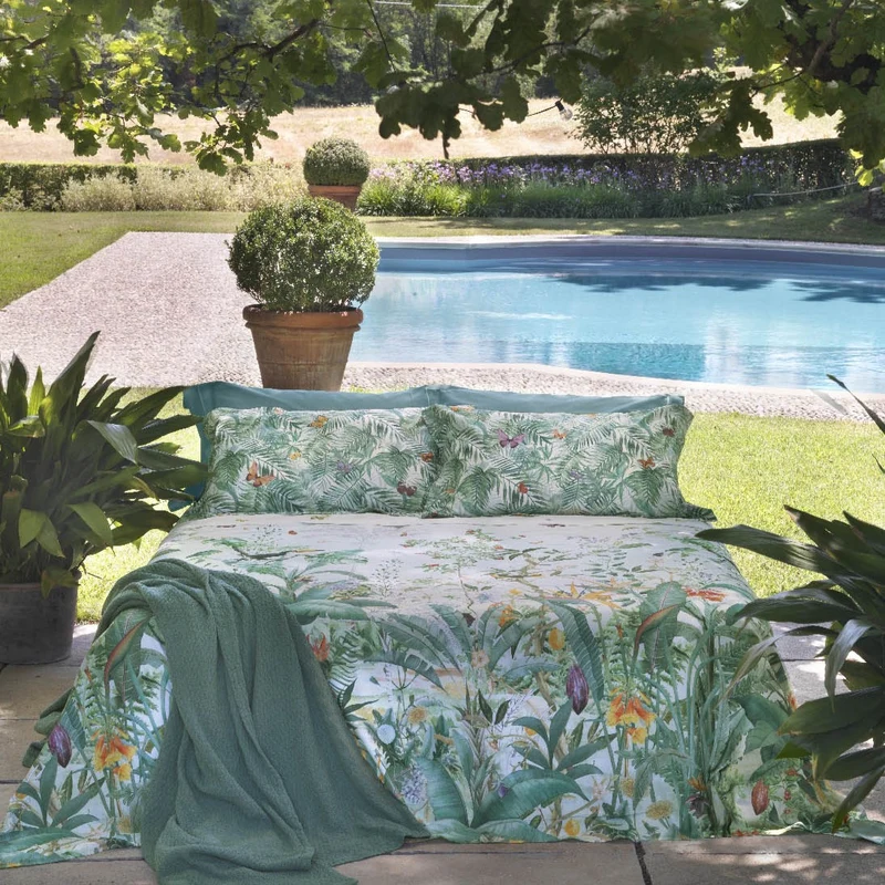 Completo Lenzuola Green paradise Floreale in Raso di cotone