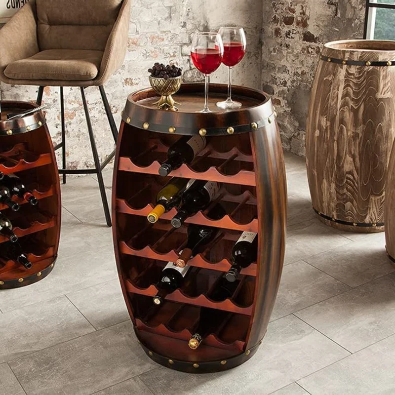 Originelles Flaschenregal BOTELLA 80cm braun Weinfass Pinienholz