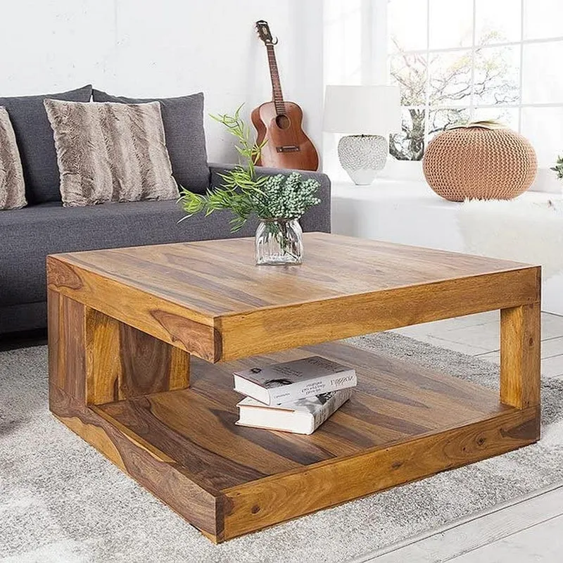 Puristischer Couchtisch SHIVA ca.80x80cm massiv Palisander