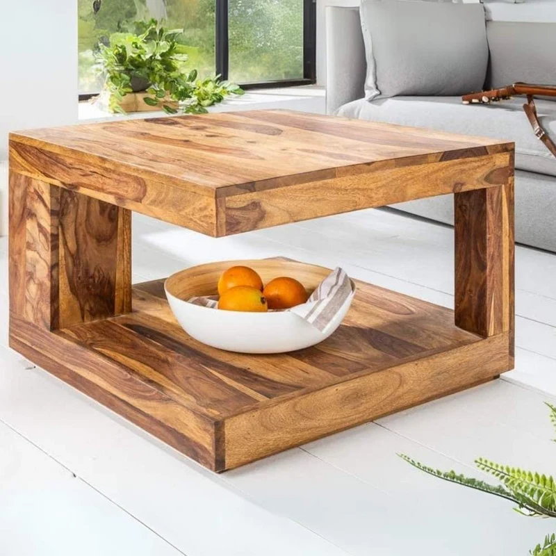 Puristischer Couchtisch SHIVA ca.60x60cm massiv Palisander