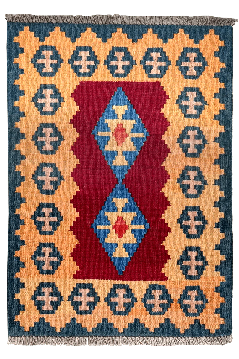 Kelim Gashgai · Handgewebt – Rot, 93x65 cm