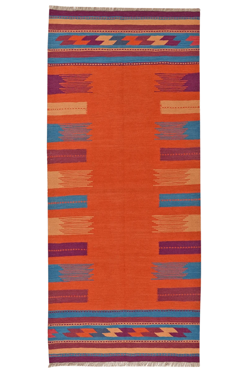 Kelim Gashgai · Handgewebt – Rot, 239x104 cm