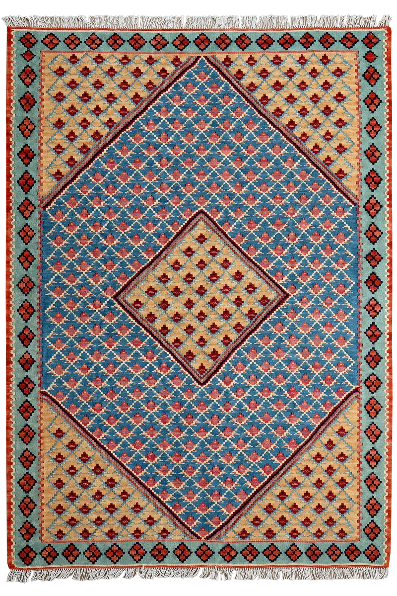 Kelim Senneh · Handgewebt – Blau, 151x108 cm