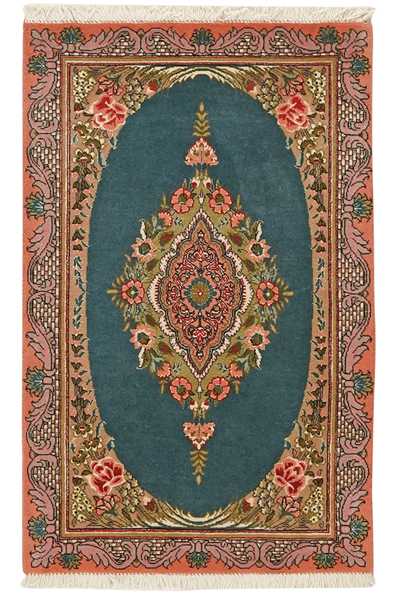 Tabriz 50 Raj · Handgeknüpft – Grün, 93x59 cm