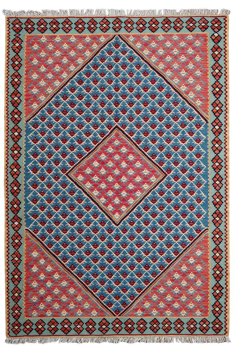 Kelim Senneh · Handgewebt – Blau, 156x107 cm