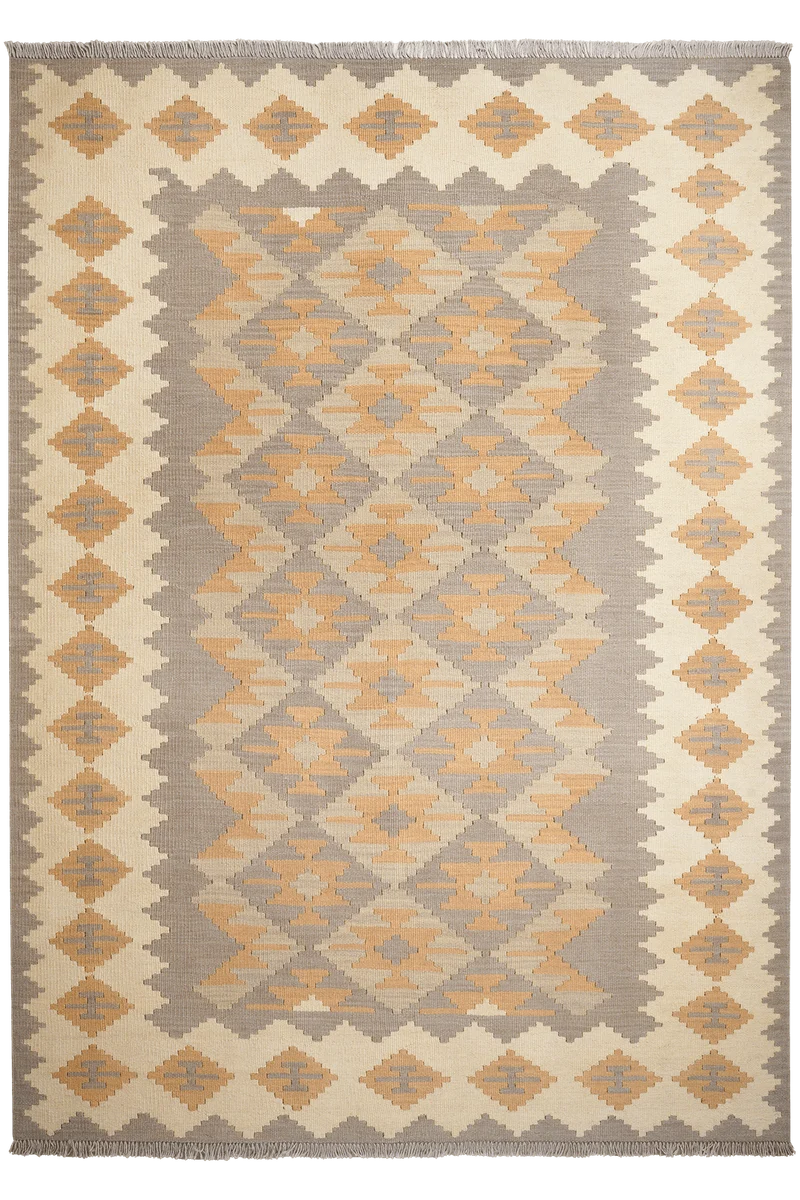 Kelim Gashgai · Handgewebt – Grau, 237x169 cm