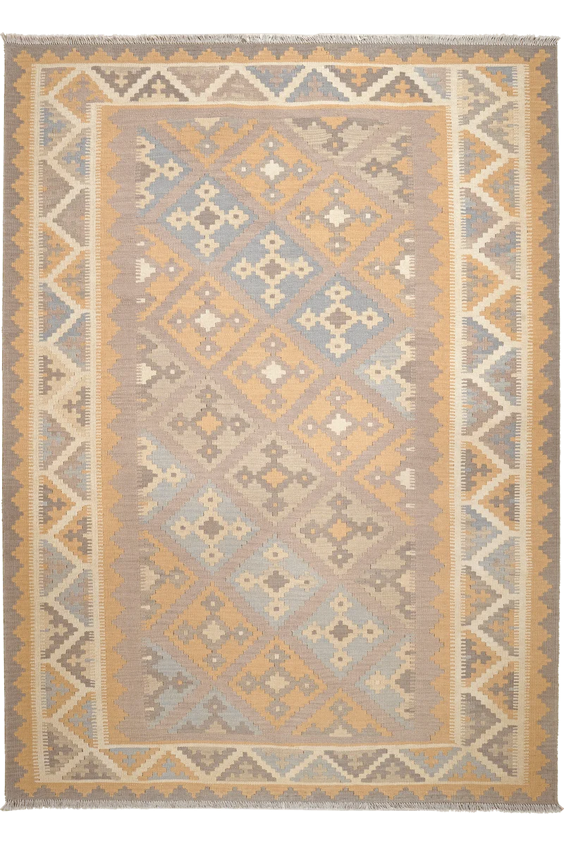 Kelim Gashgai · Handgewebt – Grau, 249x180 cm