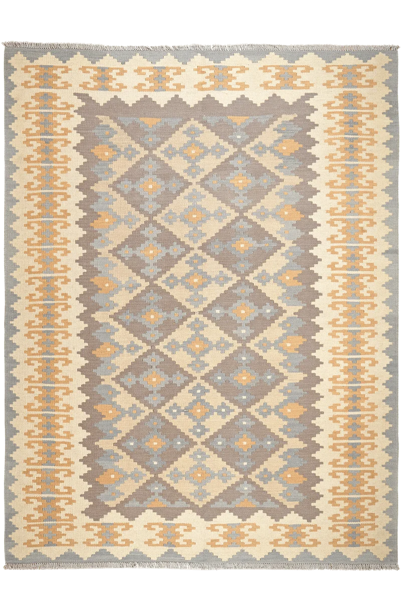Kelim Gashgai · Handgewebt – Grau, 229x168 cm