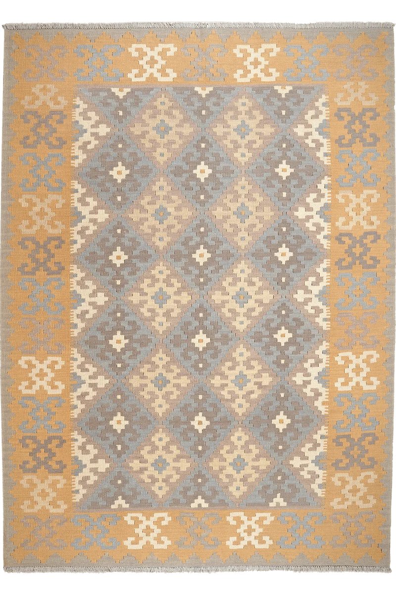 Kelim Gashgai · Handgewebt – Grau, 243x174 cm