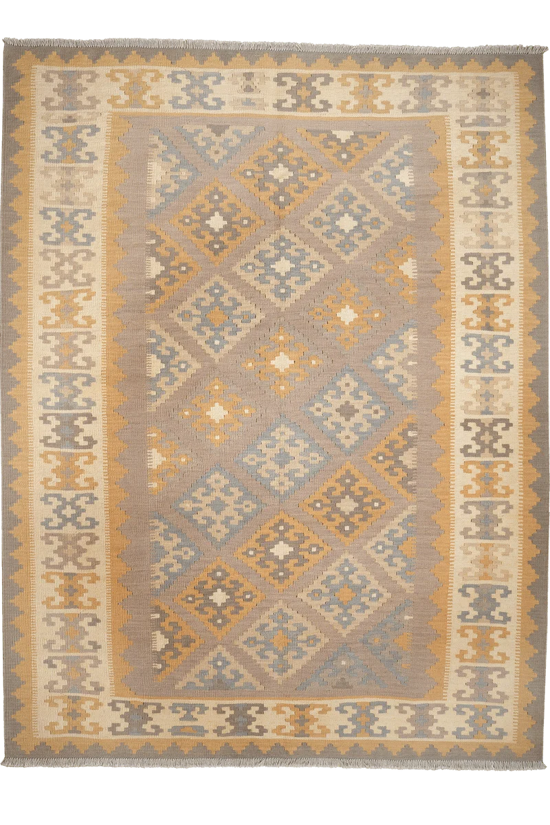 Kelim Gashgai · Handgewebt – Grau, 245x187 cm