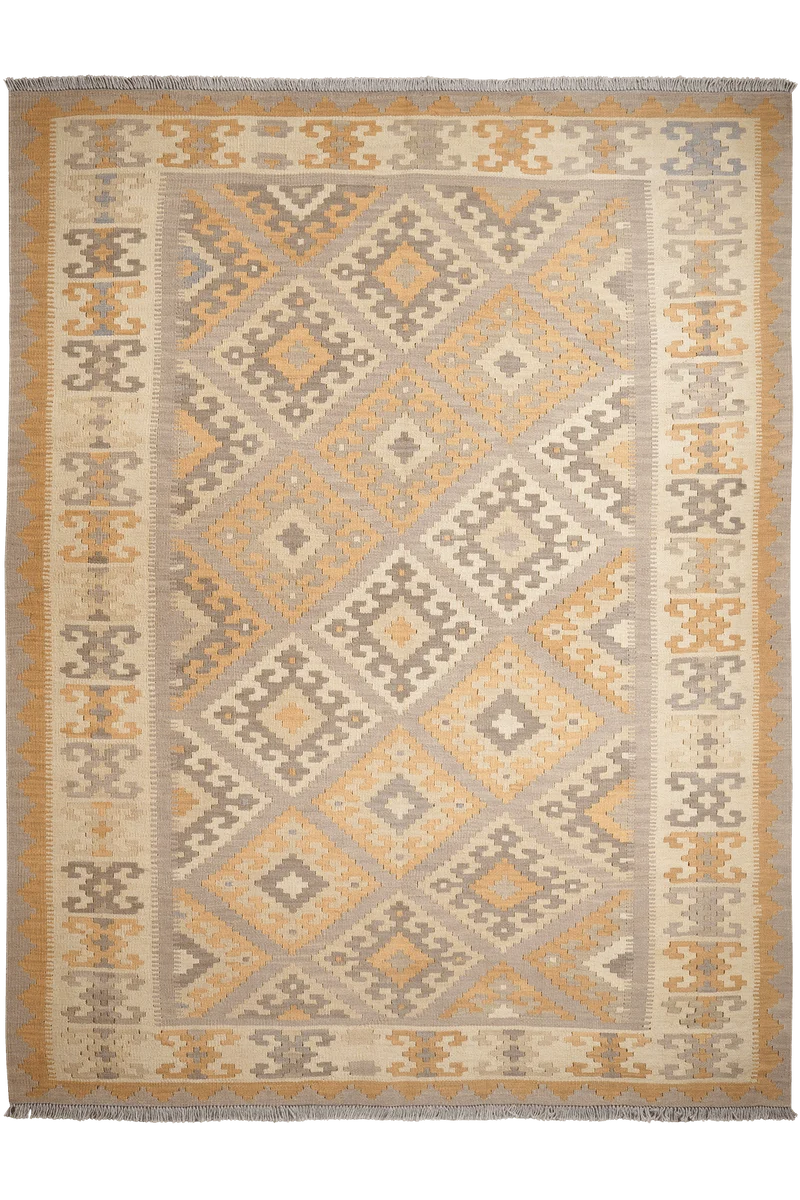 Kelim Gashgai · Handgewebt – Grau, 243x186 cm