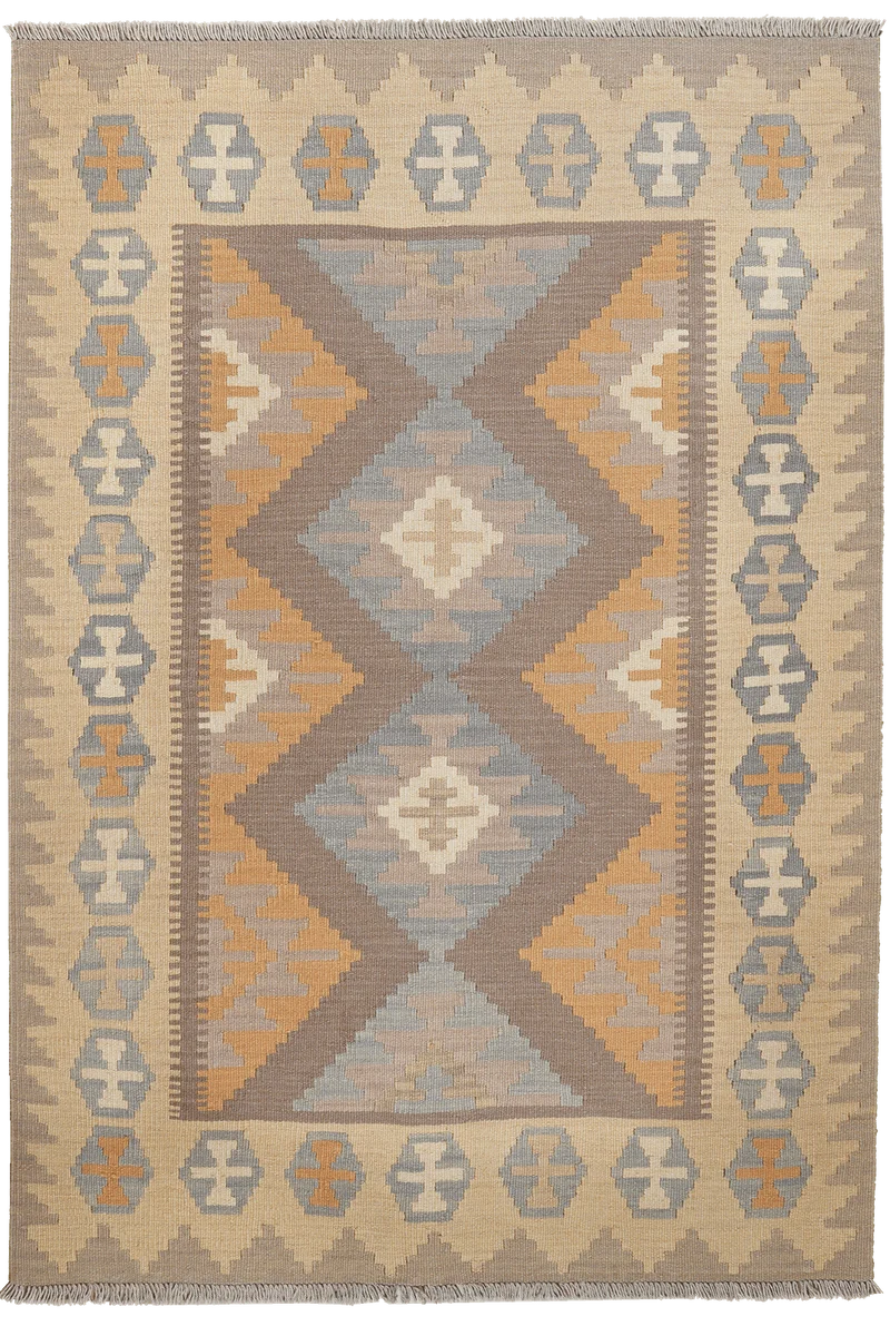 Kelim Gashgai · Handgewebt – Grau, 176x122 cm