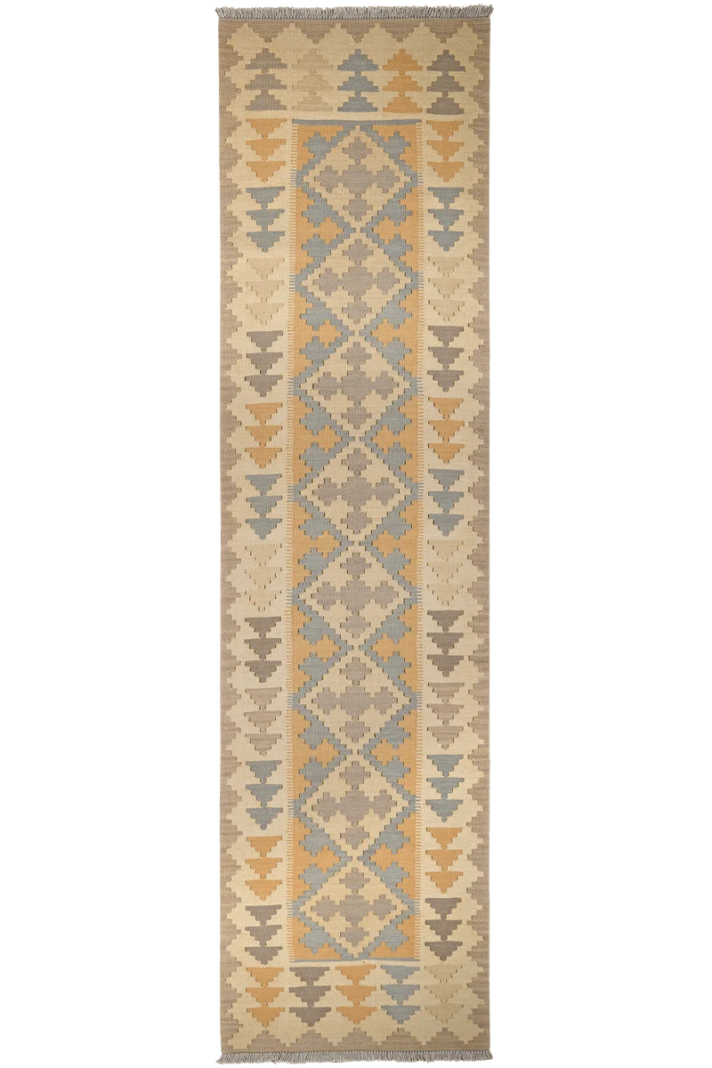 Kelim Gashgai · Handgewebt – Gelb, 301x78 cm